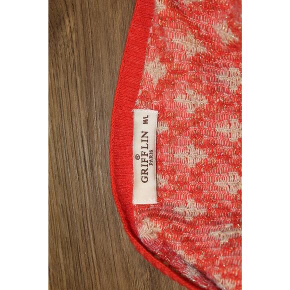 Grifflin Paris Orange Diamond Knit Open Front Cardigan Size Medium/Large - Picture 3 of 4